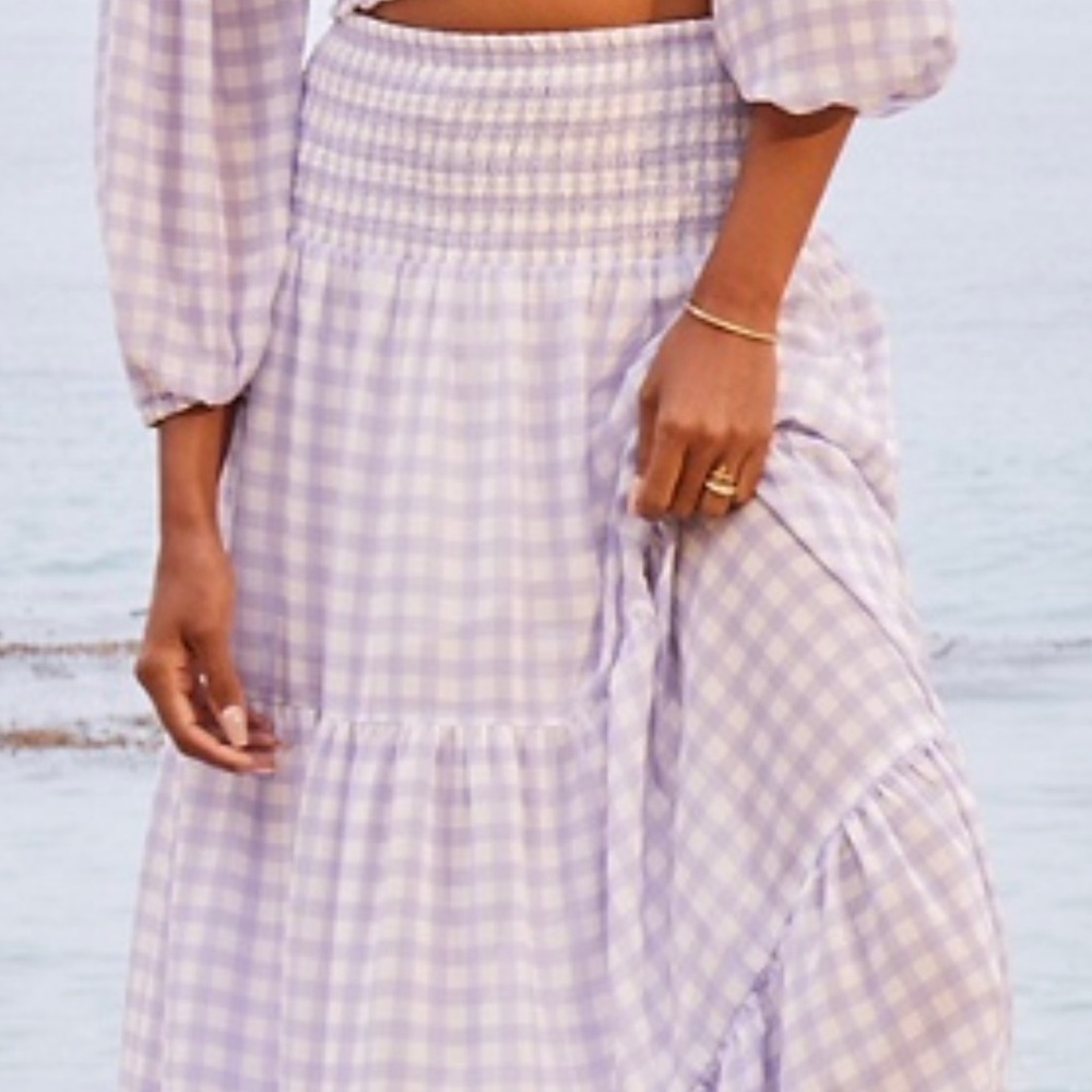 Gingham chiffon skirt